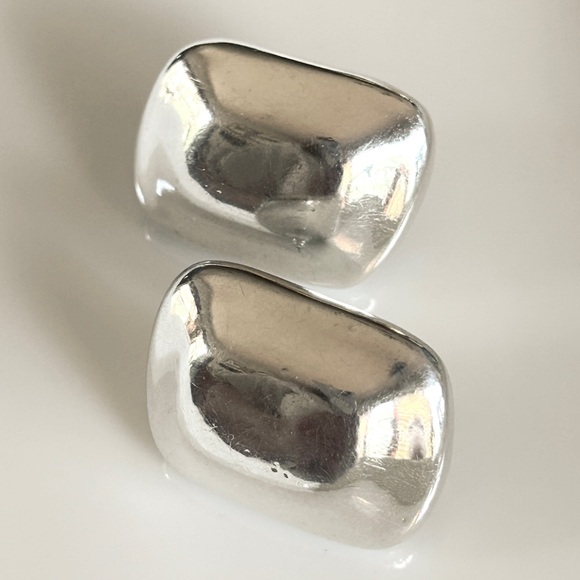 Simon Sebbag Minimalist Large Puffy Rectangular Electroform 925 Silver Earrings - Picture 9 of 13